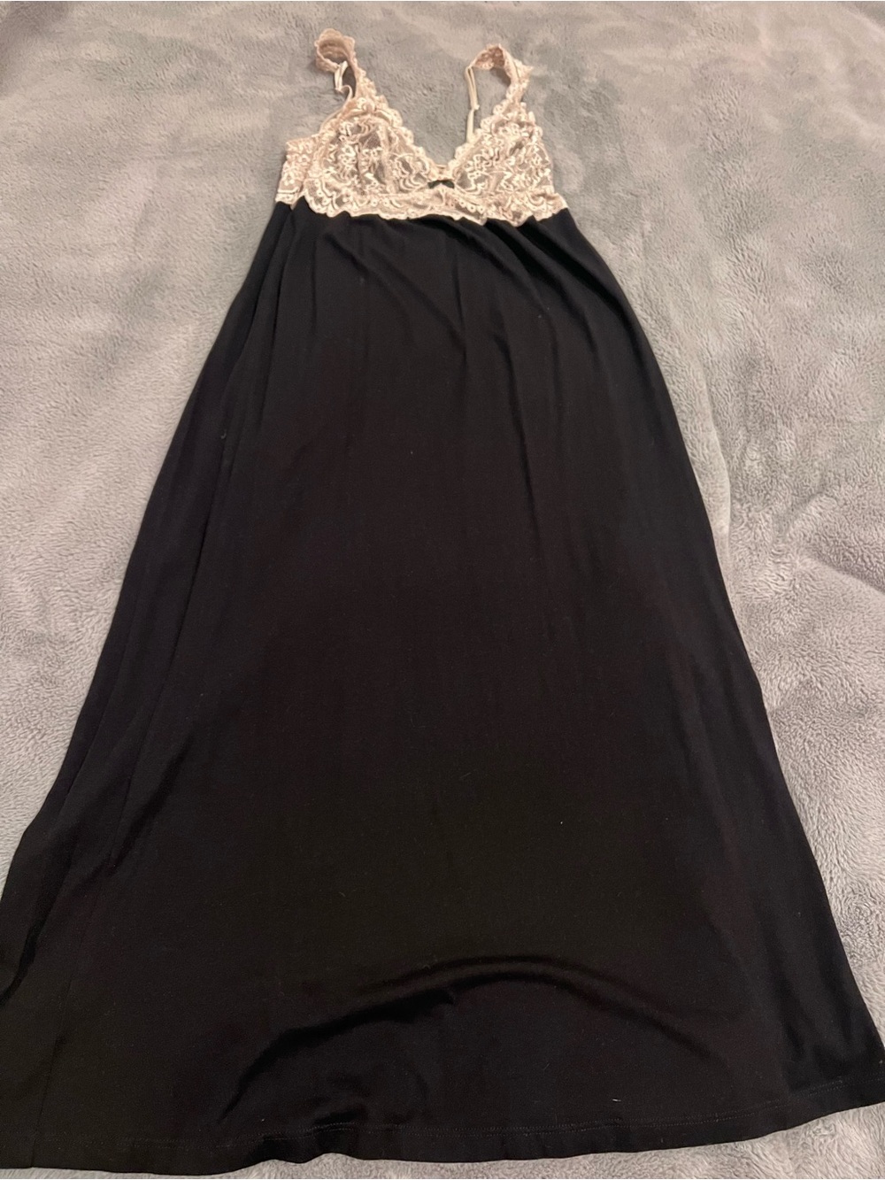 B.up Black Slip Beige Lace Bodice lingerie Size S 40 in Shoulder to Hem